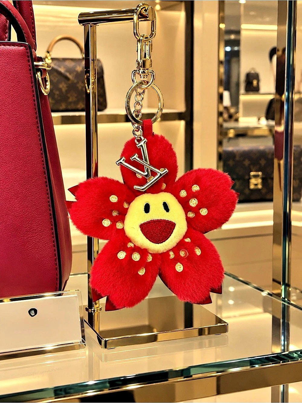 Keychain Sakura flower red Takashi Cherry Blossom Bag Charm Red
